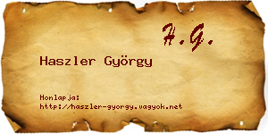 Haszler György névjegykártya